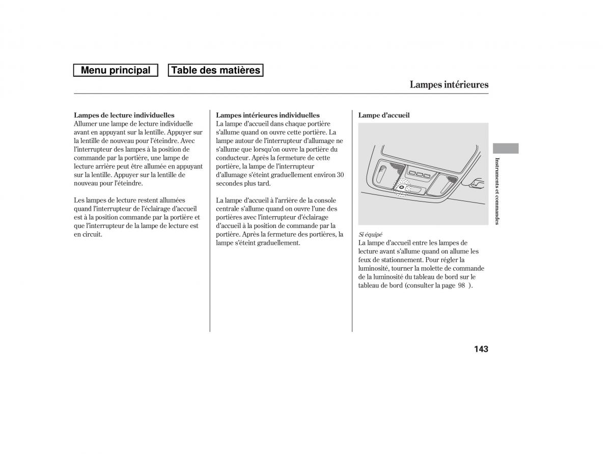 Honda Ridgeline I 1 manuel du proprietaire / page 150