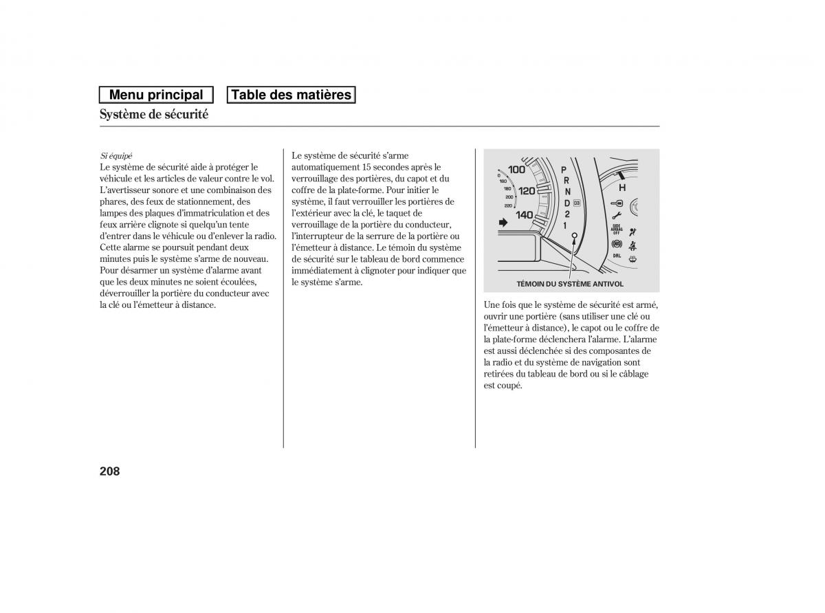 Honda Ridgeline I 1 manuel du proprietaire / page 215