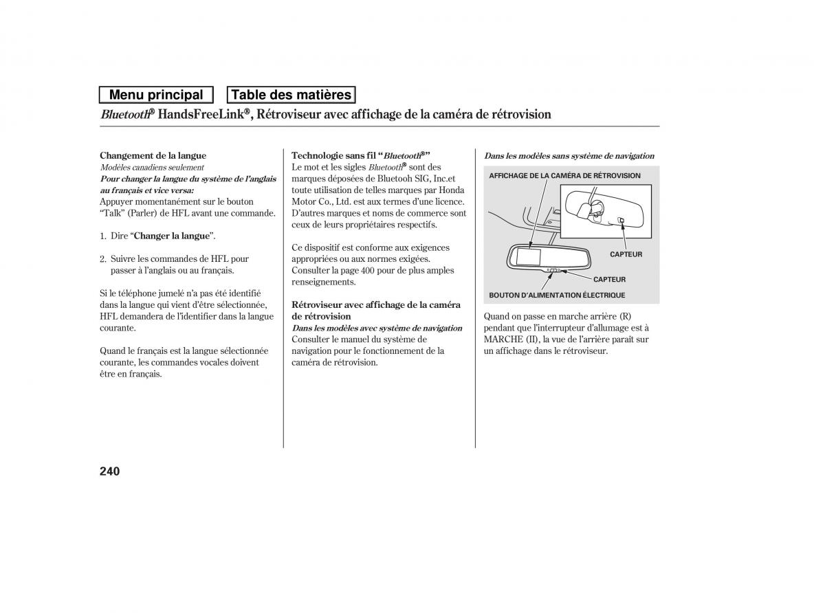 Honda Ridgeline I 1 manuel du proprietaire / page 247