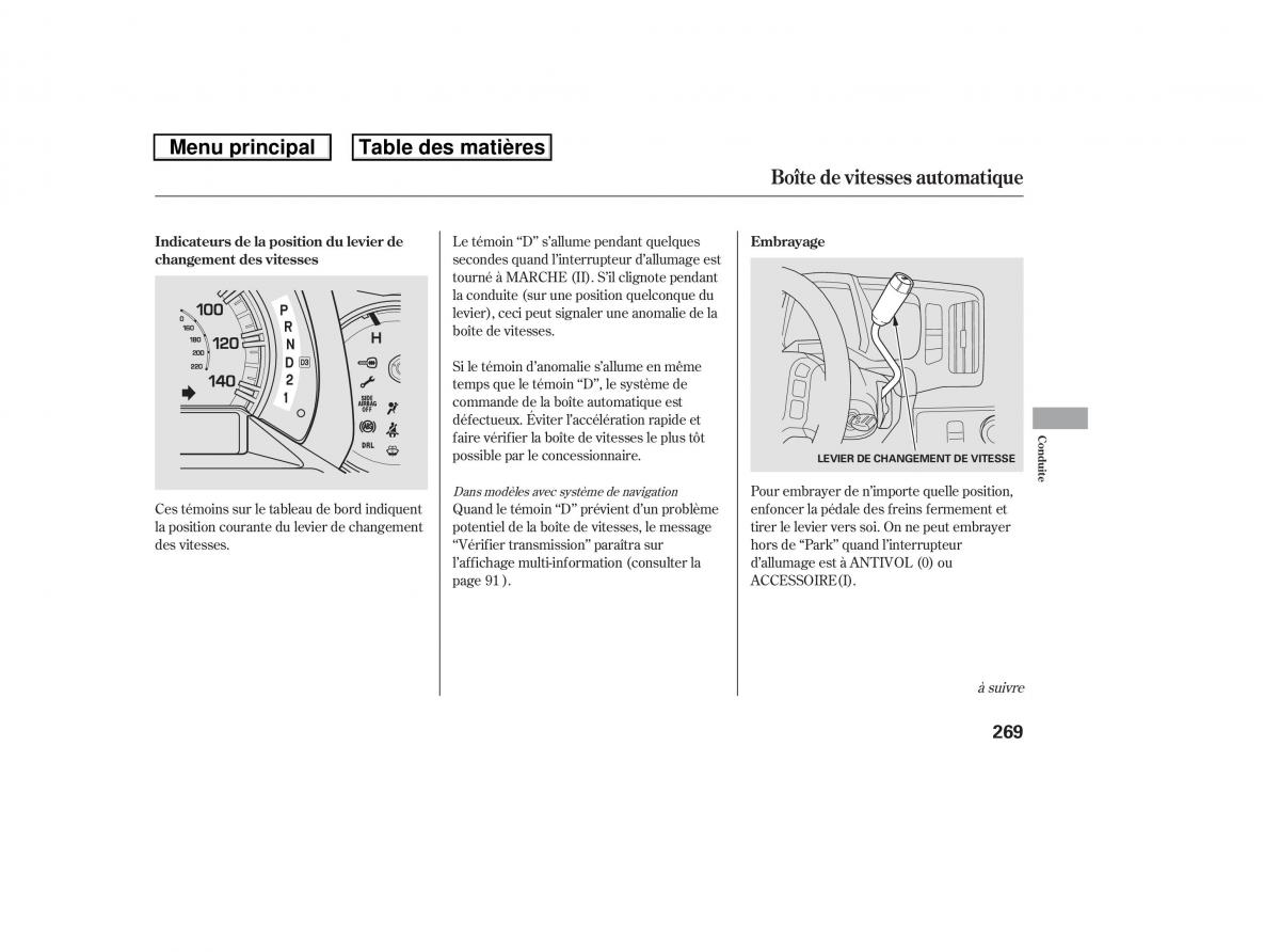 Honda Ridgeline I 1 manuel du proprietaire / page 276