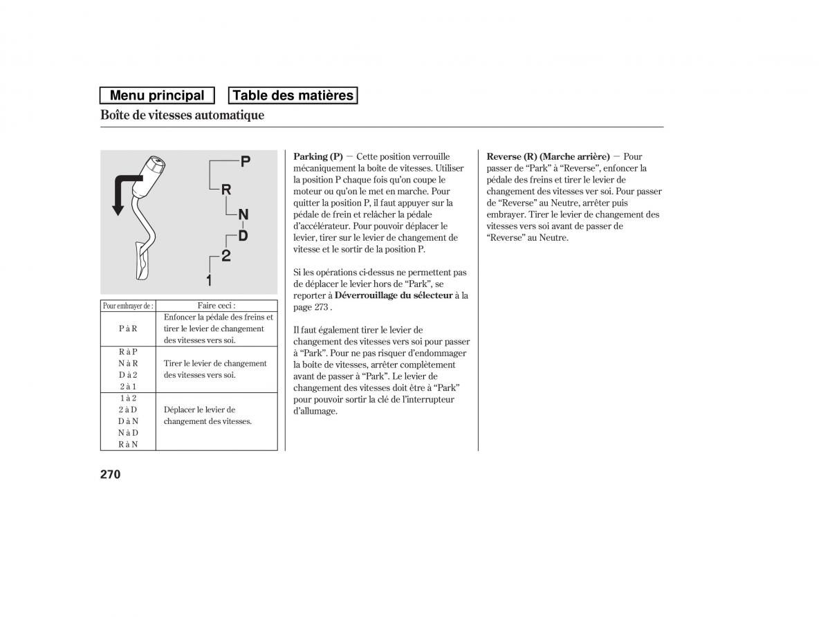 Honda Ridgeline I 1 manuel du proprietaire / page 277