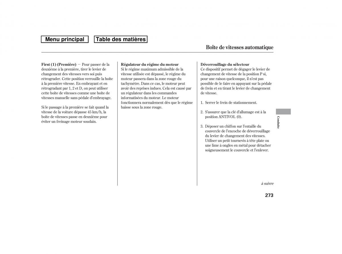 Honda Ridgeline I 1 manuel du proprietaire / page 280