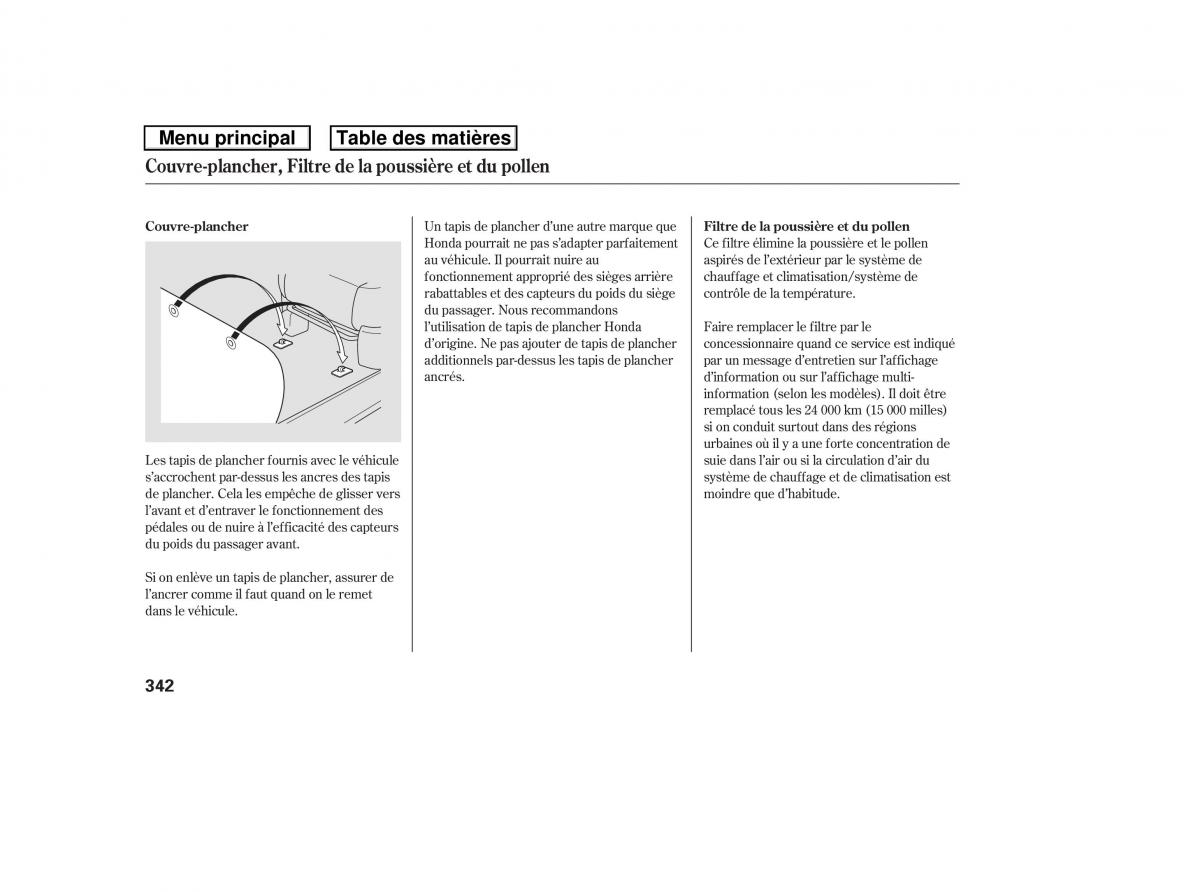 Honda Ridgeline I 1 manuel du proprietaire / page 349