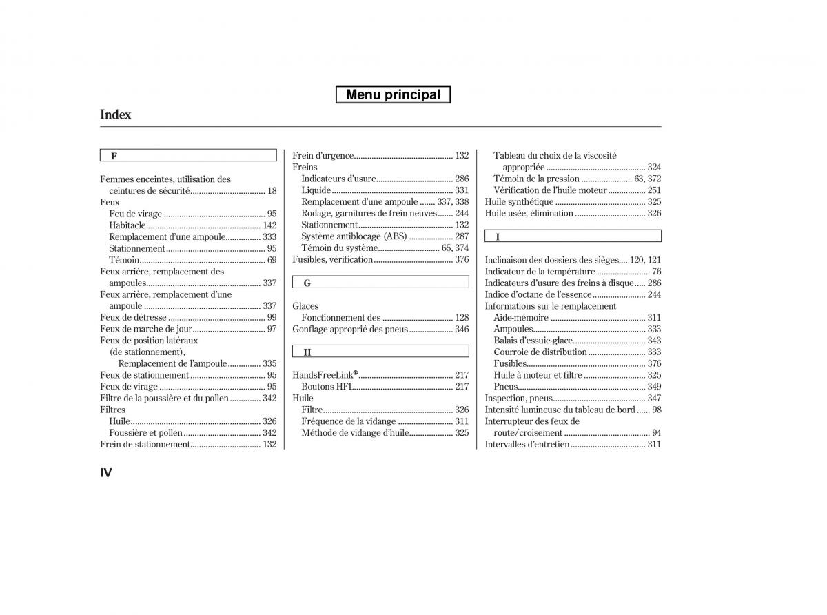 Honda Ridgeline I 1 manuel du proprietaire / page 417