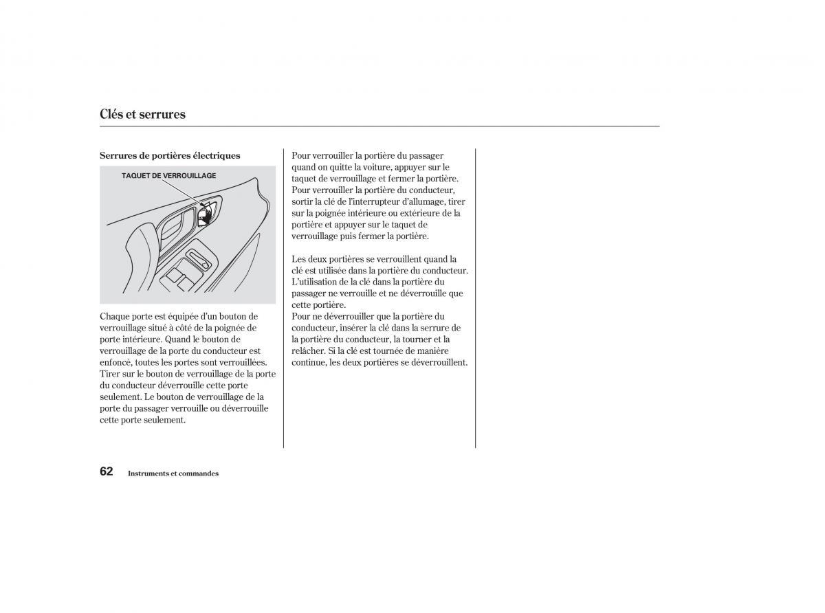 Honda S2000 AP1 manuel du proprietaire / page 61