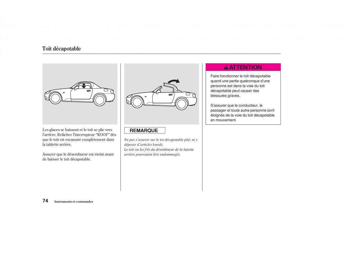 Honda S2000 AP1 manuel du proprietaire / page 73