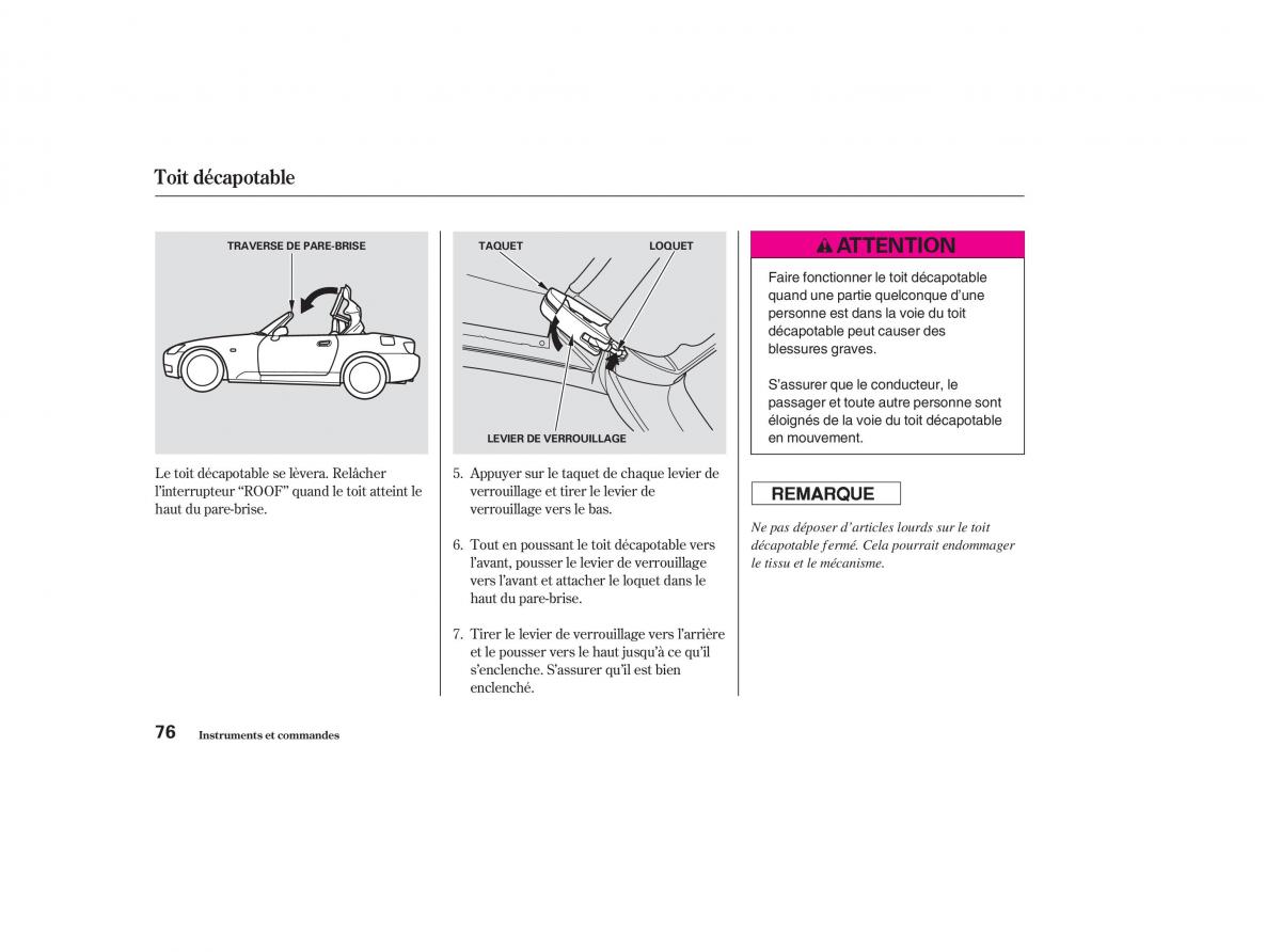 Honda S2000 AP1 manuel du proprietaire / page 75