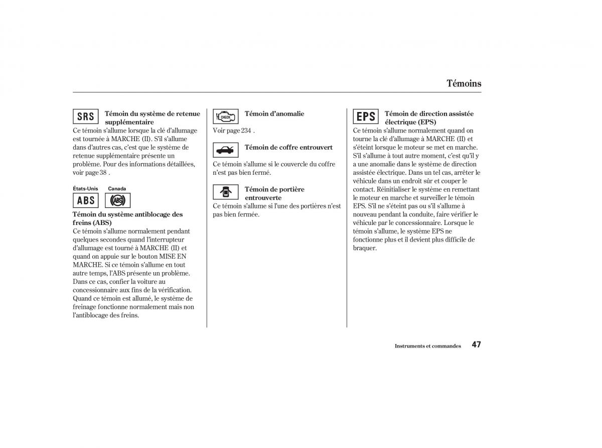 Honda S2000 AP1 manuel du proprietaire / page 46