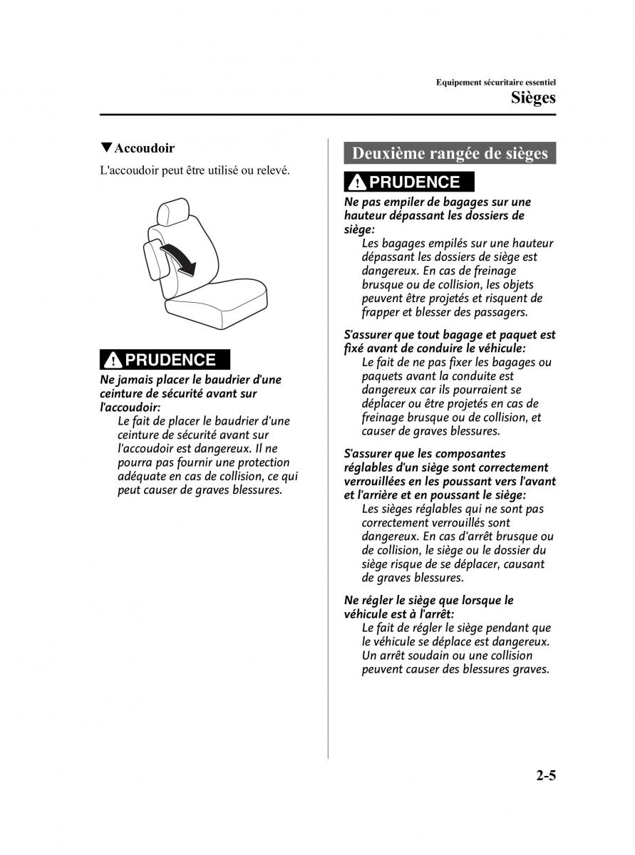 Mazda 5 II 2 manuel du proprietaire / page 15