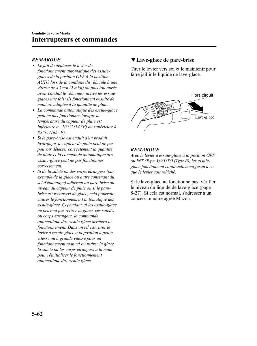 Mazda 5 II 2 manuel du proprietaire / page 182