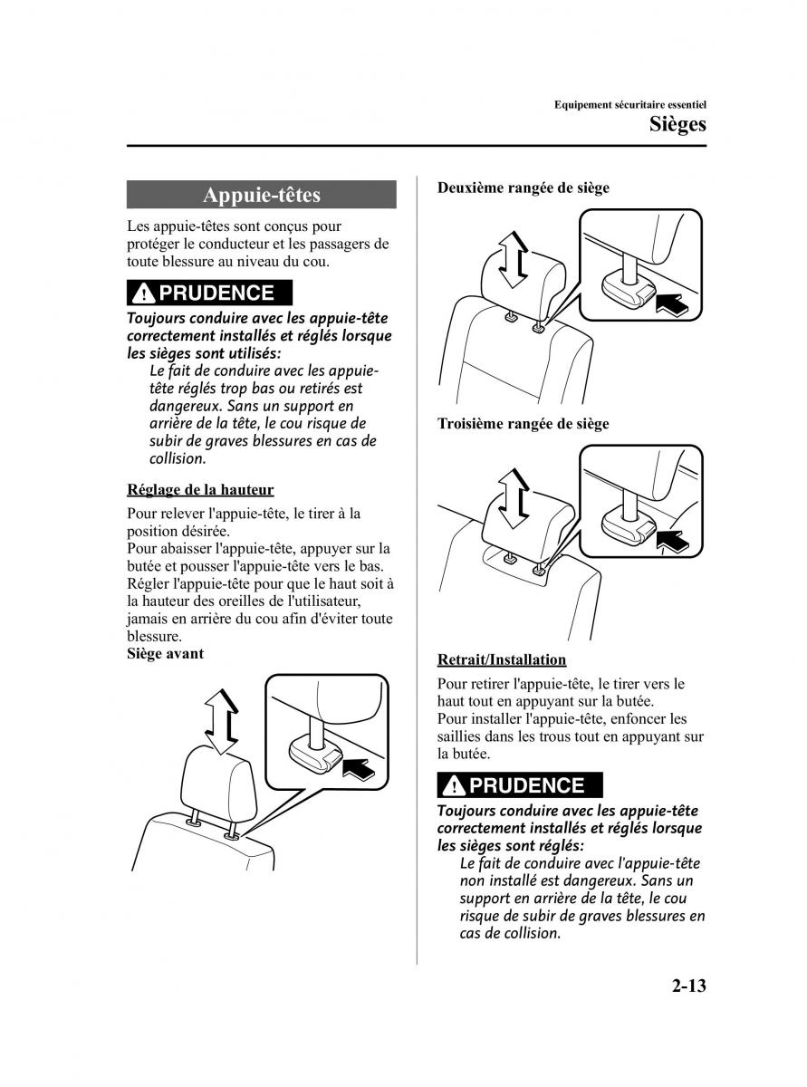 Mazda 5 II 2 manuel du proprietaire / page 23