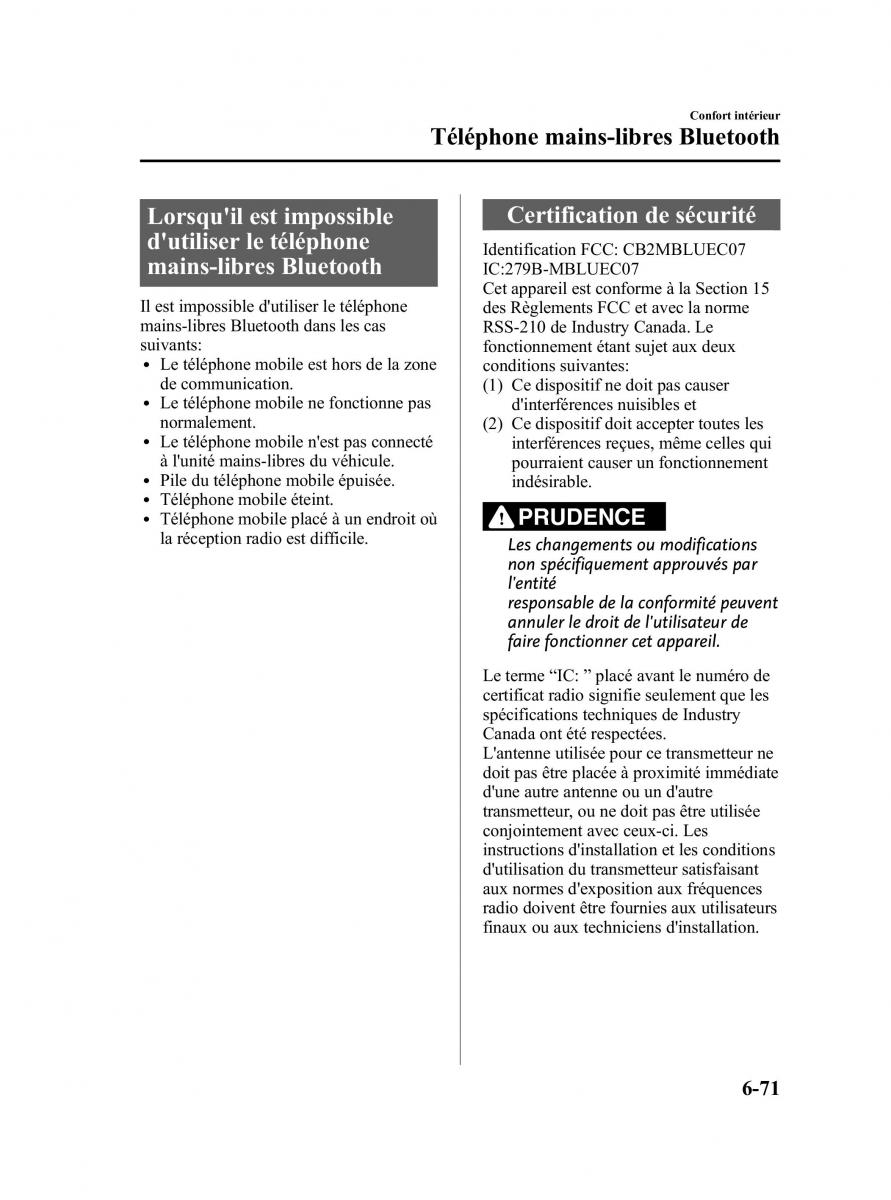 Mazda 5 II 2 manuel du proprietaire / page 257