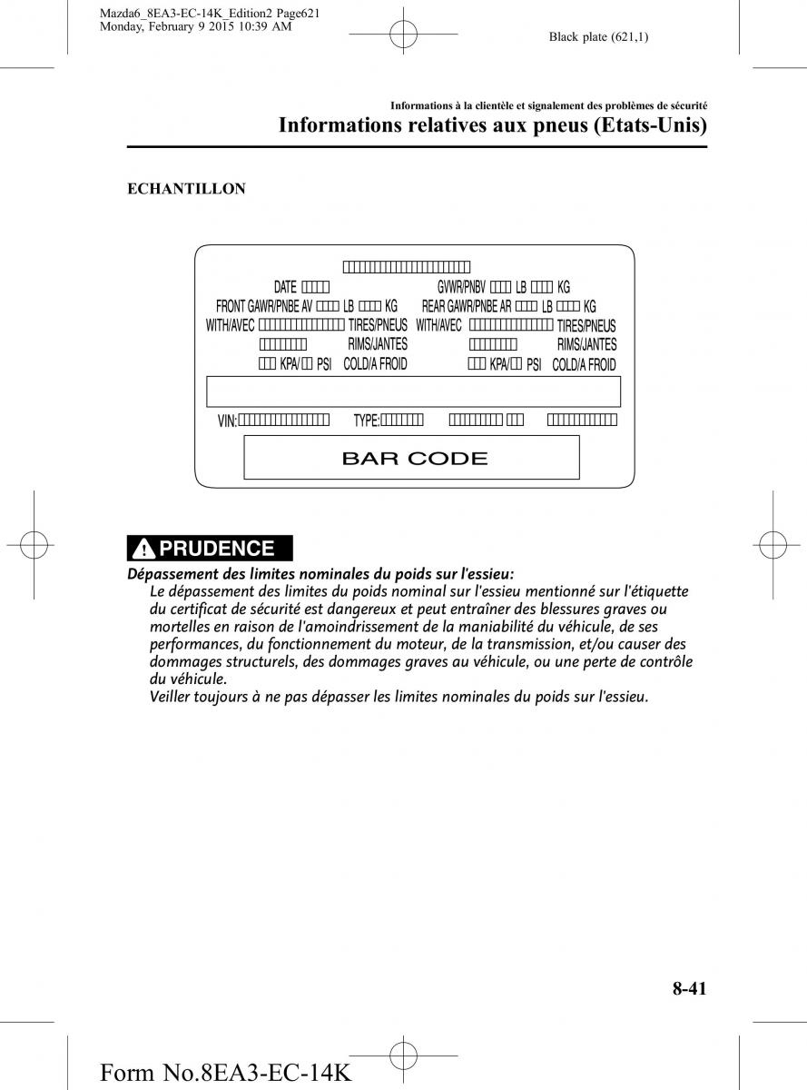 Mazda 6 III 3 manuel du proprietaire / page 621