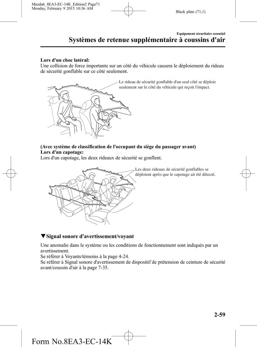 Mazda 6 III 3 manuel du proprietaire / page 71