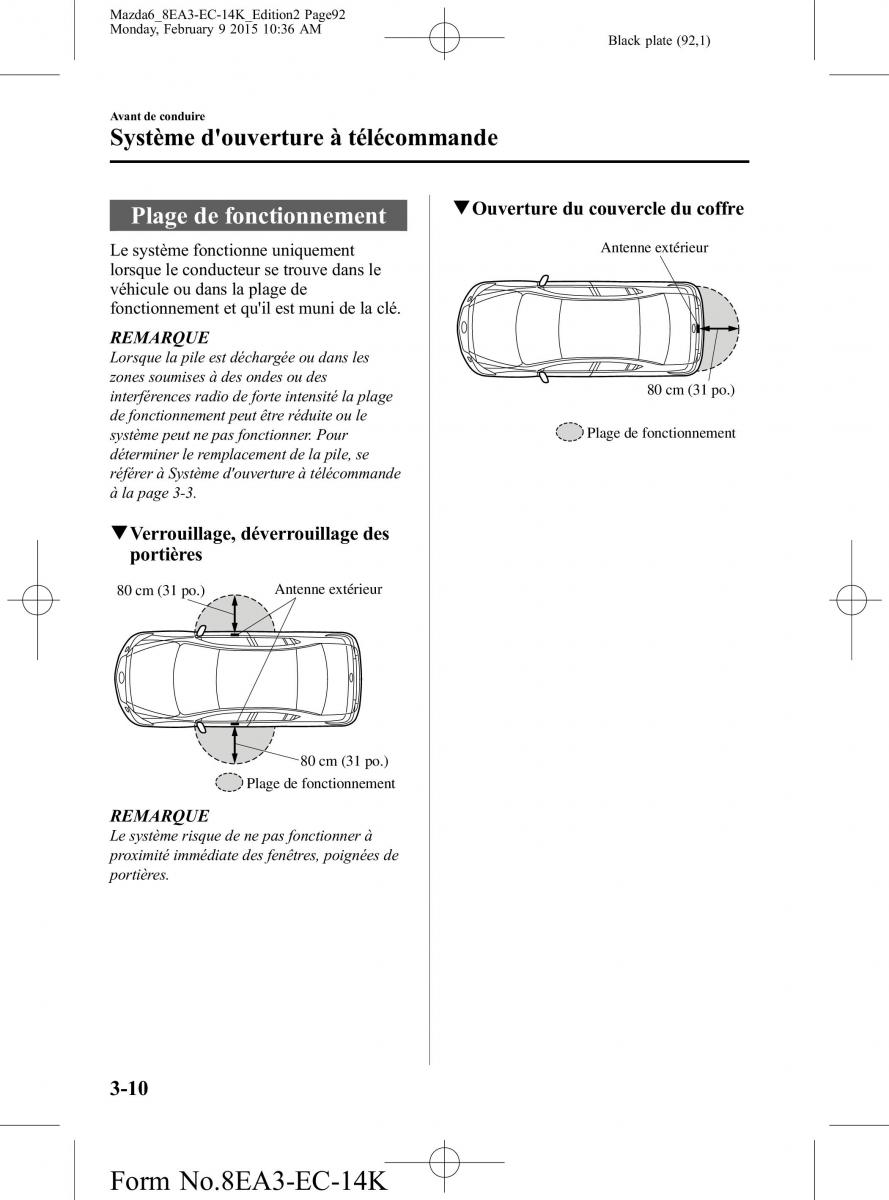 Mazda 6 III 3 manuel du proprietaire / page 92