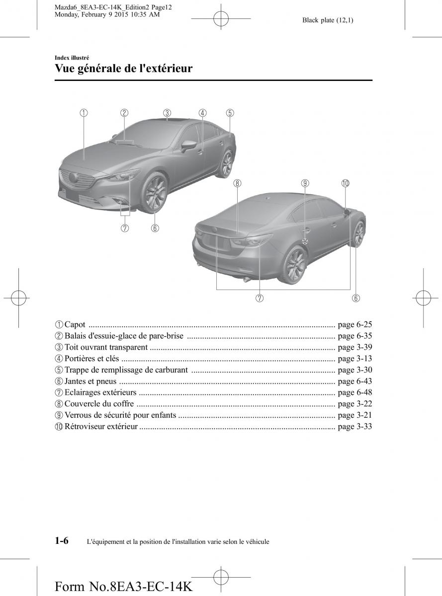 Mazda 6 III 3 manuel du proprietaire / page 12