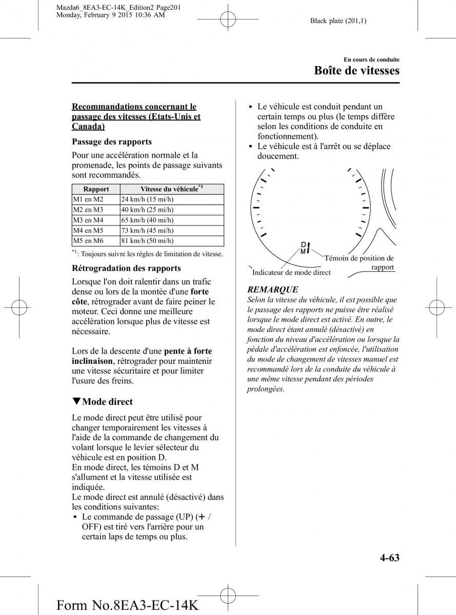 Mazda 6 III 3 manuel du proprietaire / page 201