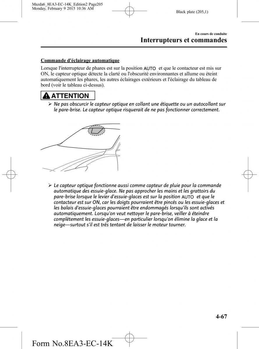 Mazda 6 III 3 manuel du proprietaire / page 205