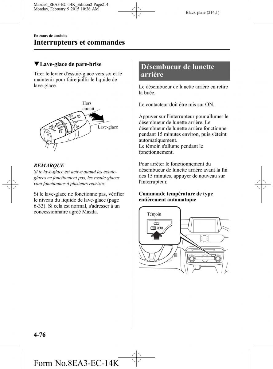 Mazda 6 III 3 manuel du proprietaire / page 214