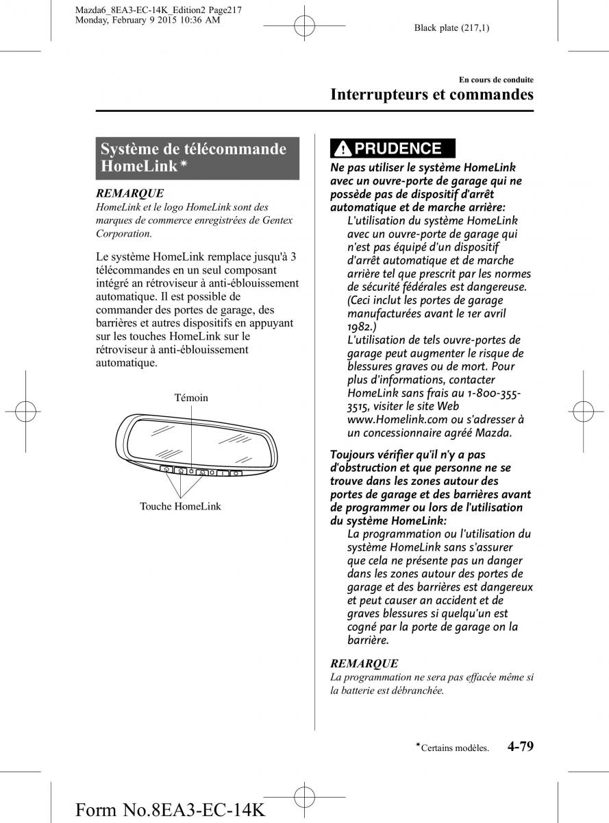 Mazda 6 III 3 manuel du proprietaire / page 217