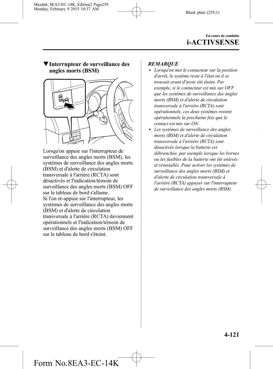 Mazda 6 III 3 manuel du proprietaire / page 259