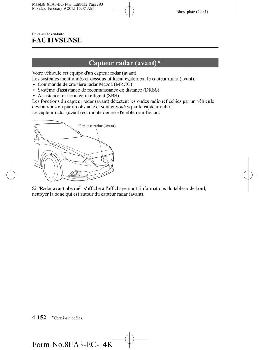 Mazda 6 III 3 manuel du proprietaire / page 290