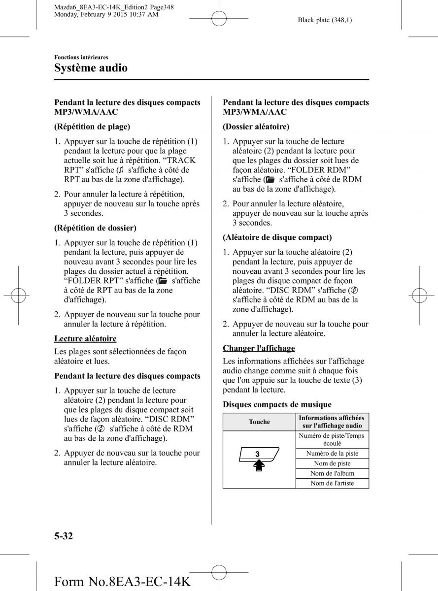 Mazda 6 III 3 manuel du proprietaire / page 348