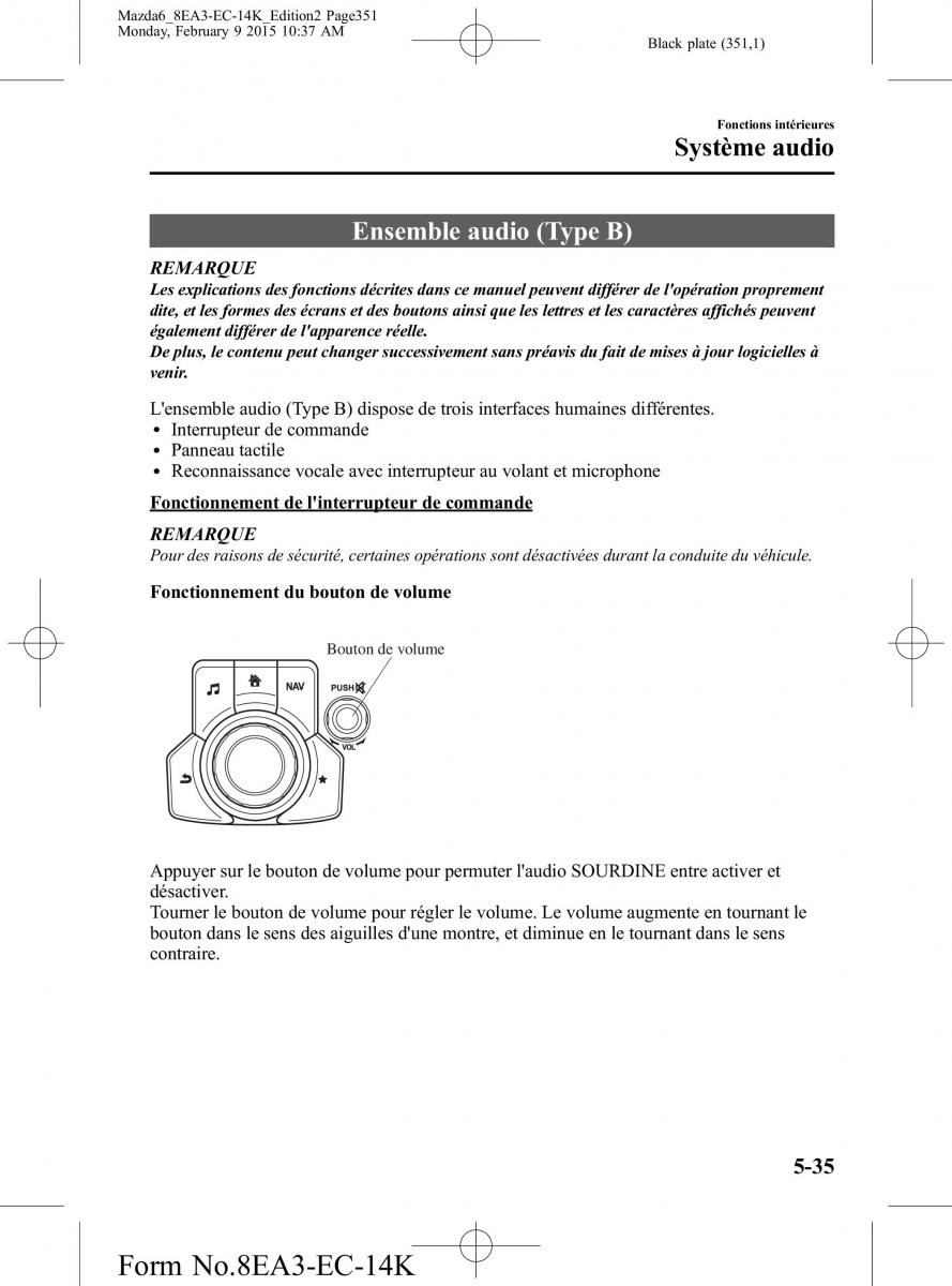 Mazda 6 III 3 manuel du proprietaire / page 351