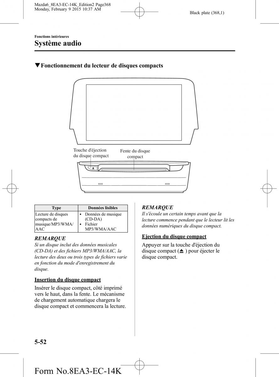 Mazda 6 III 3 manuel du proprietaire / page 368