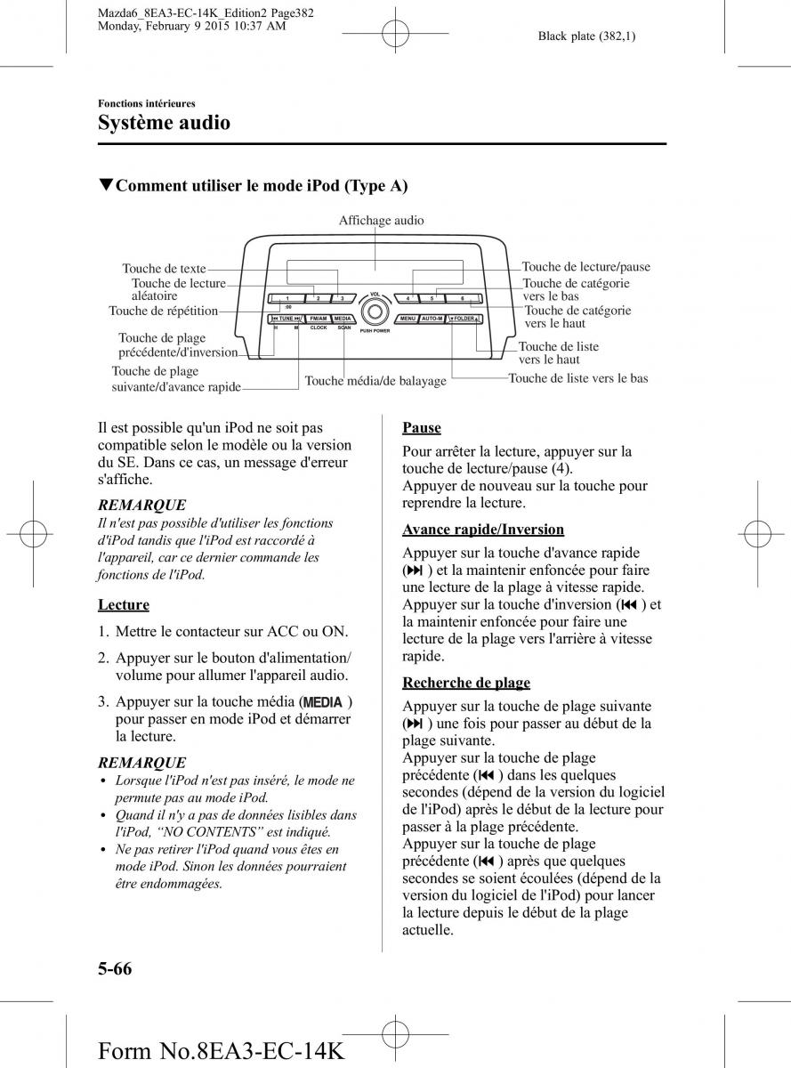 Mazda 6 III 3 manuel du proprietaire / page 382