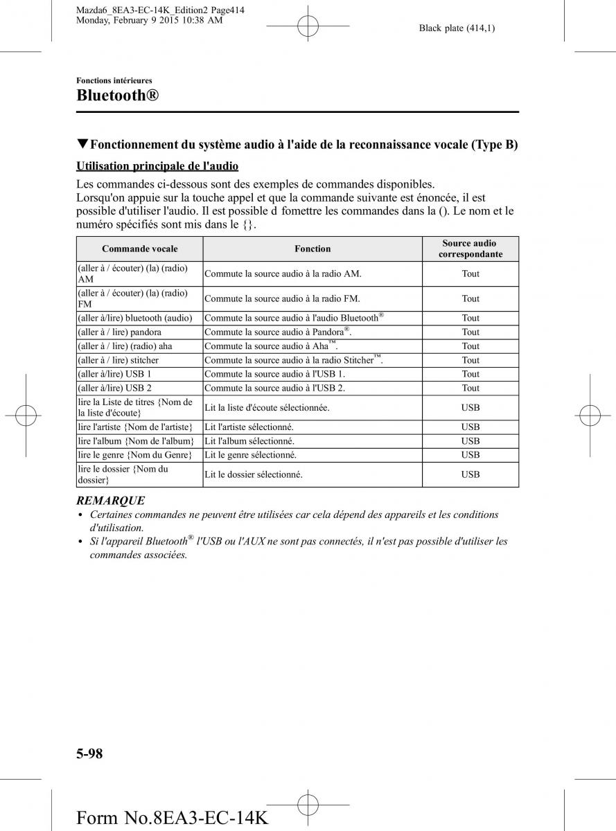 Mazda 6 III 3 manuel du proprietaire / page 414