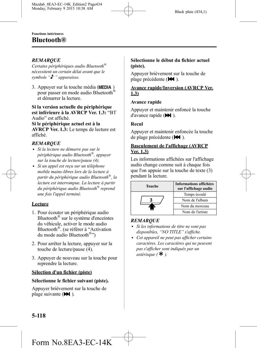 Mazda 6 III 3 manuel du proprietaire / page 434