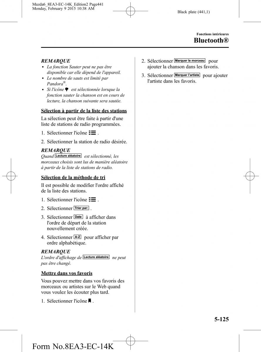 Mazda 6 III 3 manuel du proprietaire / page 441