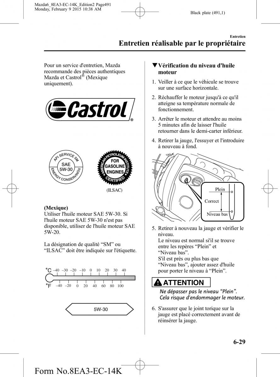 Mazda 6 III 3 manuel du proprietaire / page 491