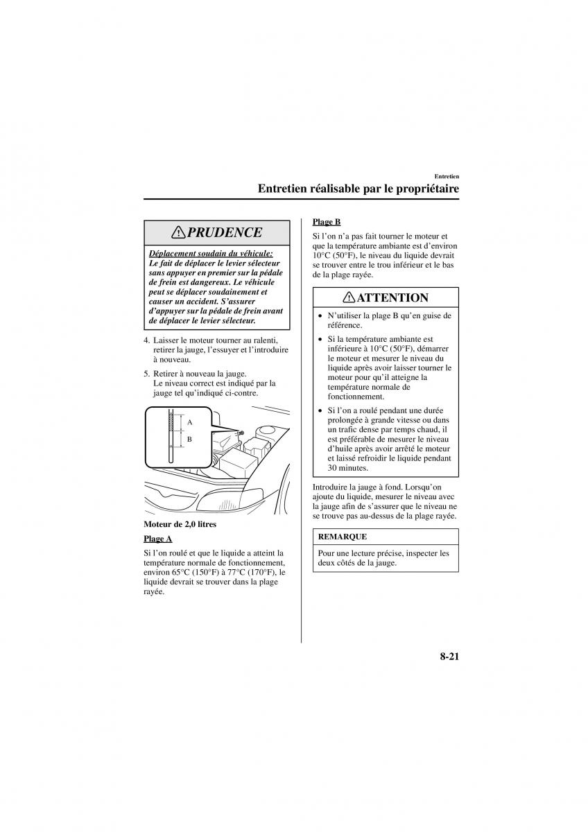 Mazda 626 V 5 manuel du proprietaire / page 213