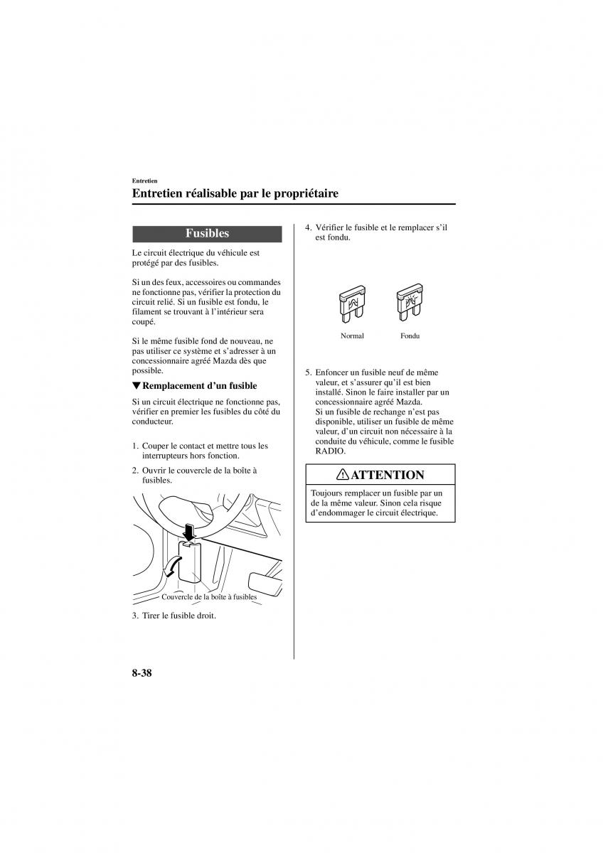 Mazda 626 V 5 manuel du proprietaire / page 230