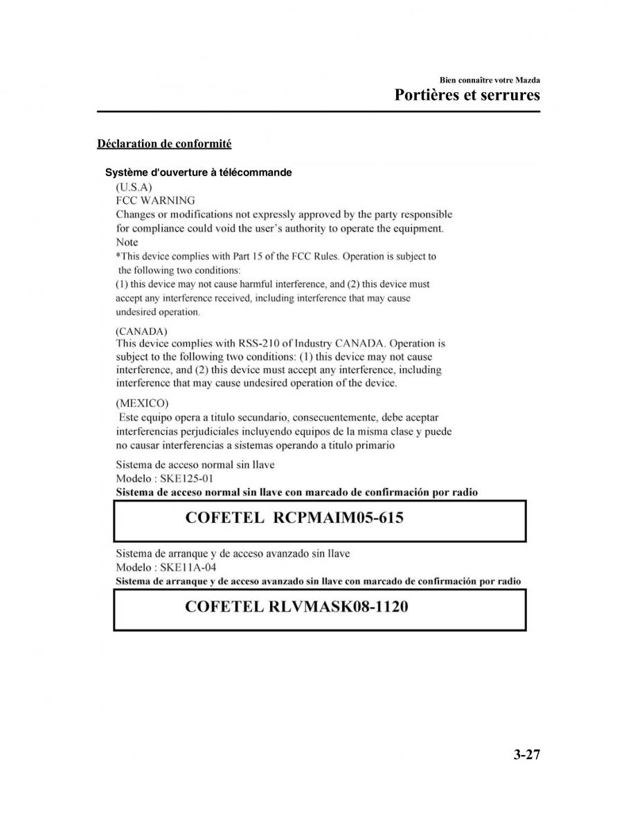 Mazda CX 7 manuel du proprietaire / page 118