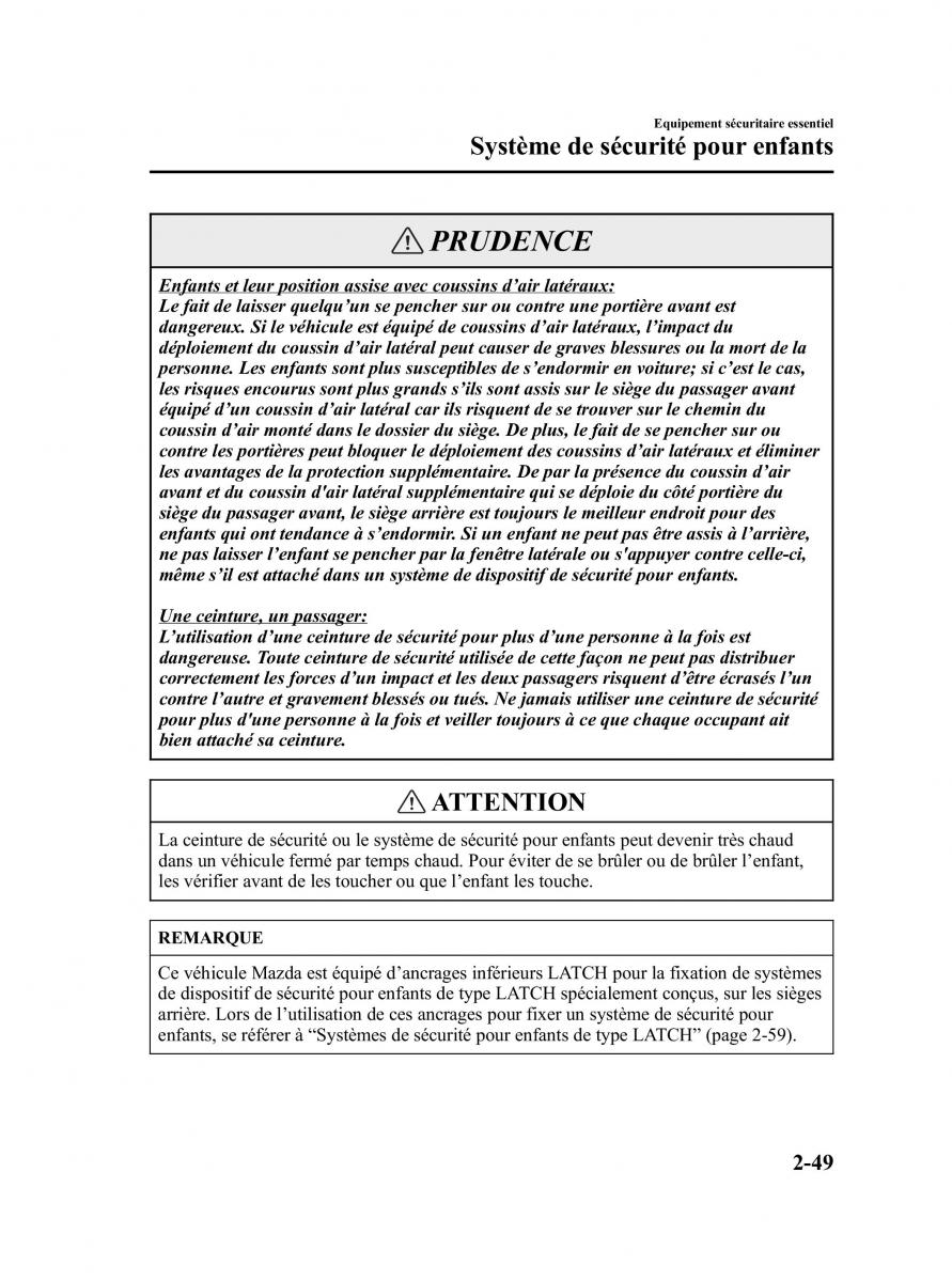 Mazda MPV II 2 LW manuel du proprietaire / page 61