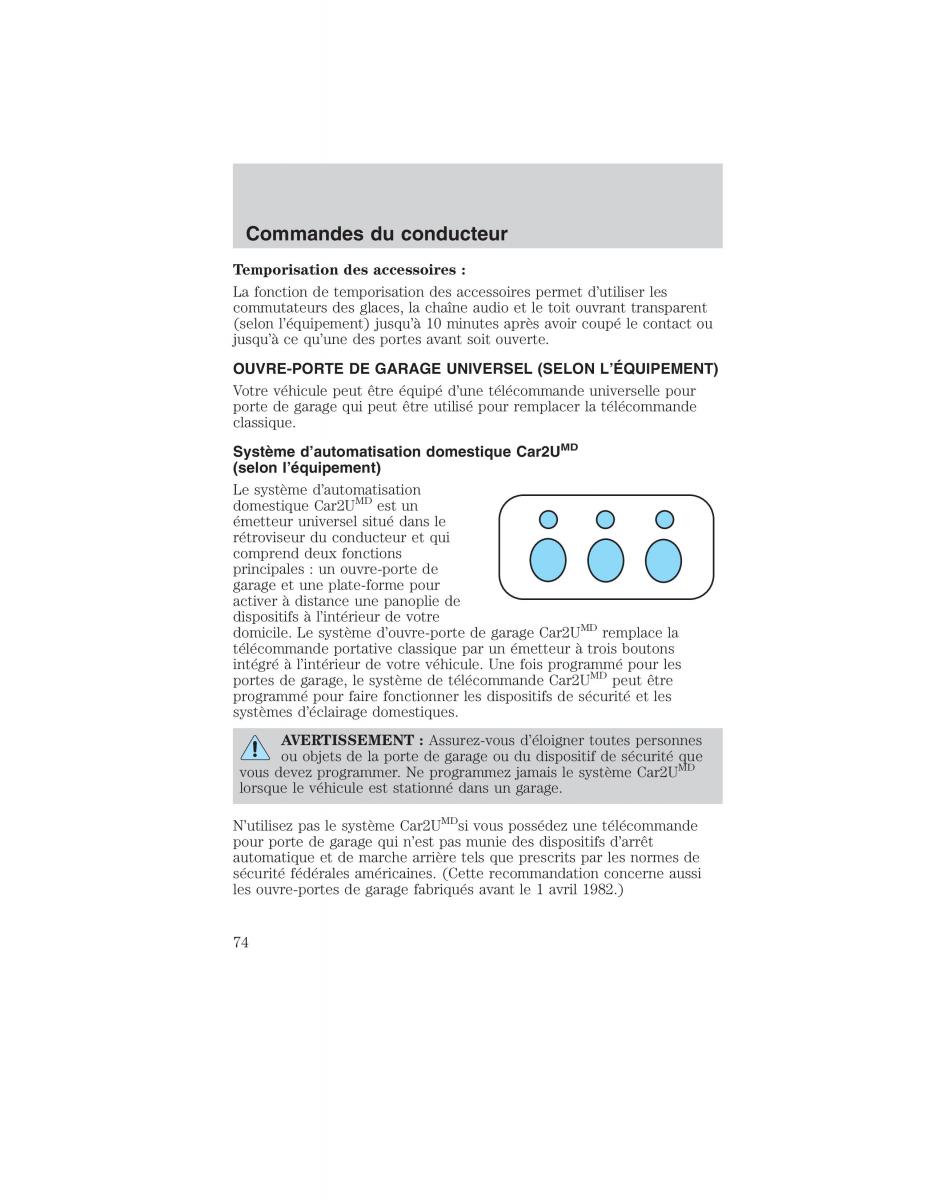 Mazda Tribute manuel du proprietaire / page 74