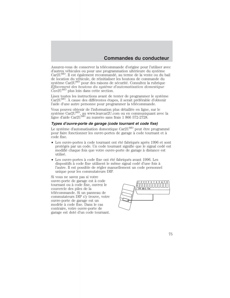 Mazda Tribute manuel du proprietaire / page 75