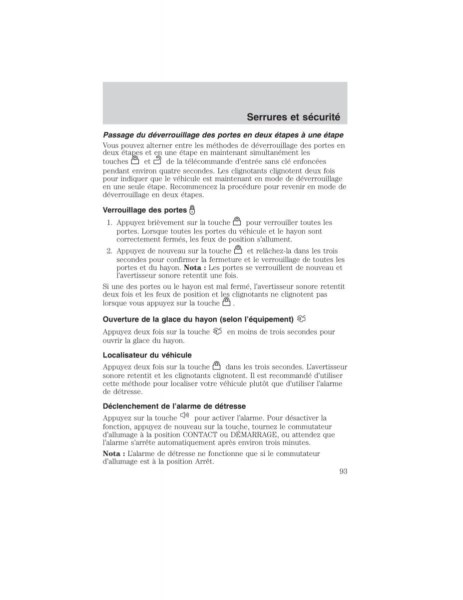 Mazda Tribute manuel du proprietaire / page 93