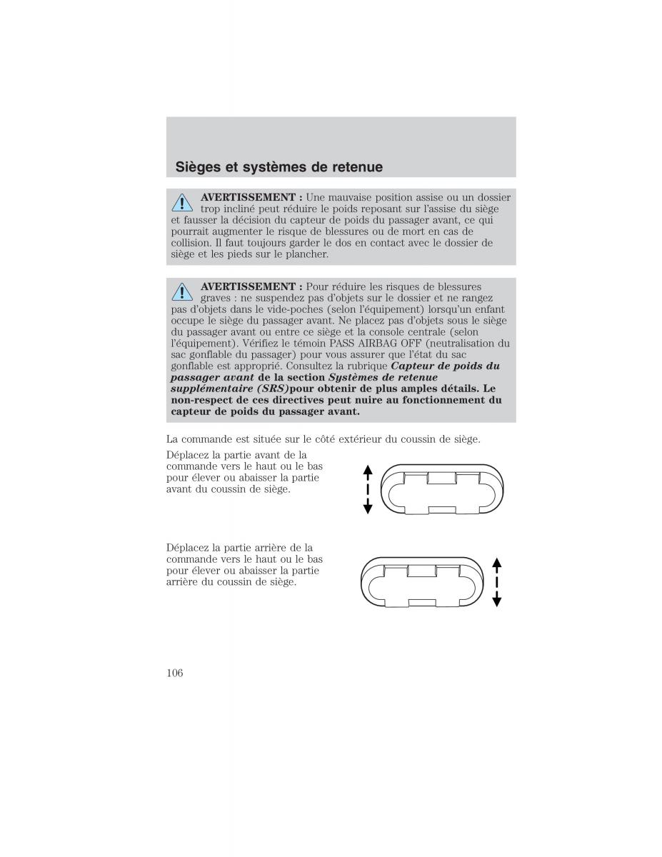 Mazda Tribute manuel du proprietaire / page 106