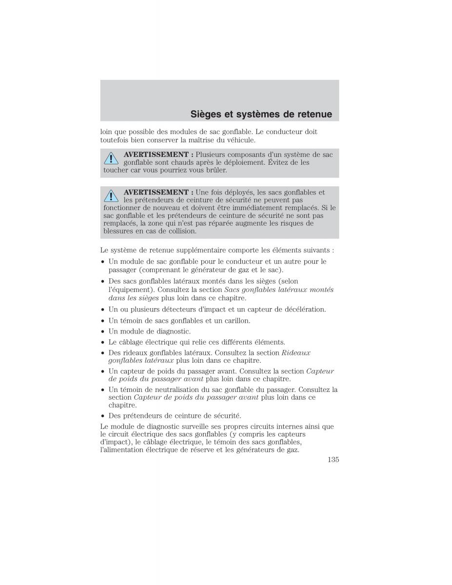 Mazda Tribute manuel du proprietaire / page 135