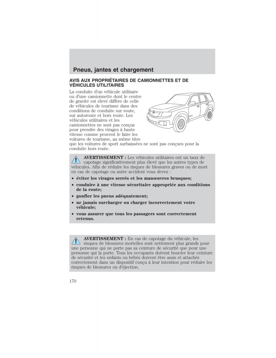 Mazda Tribute manuel du proprietaire / page 170