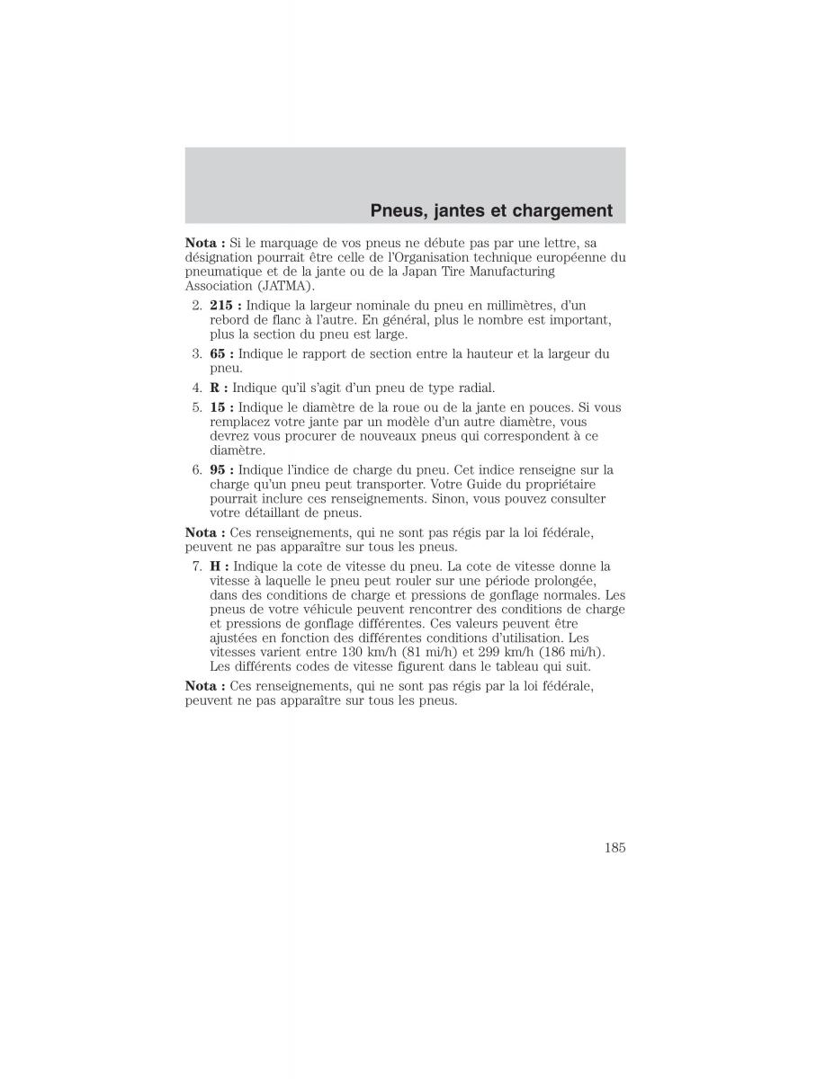 Mazda Tribute manuel du proprietaire / page 185