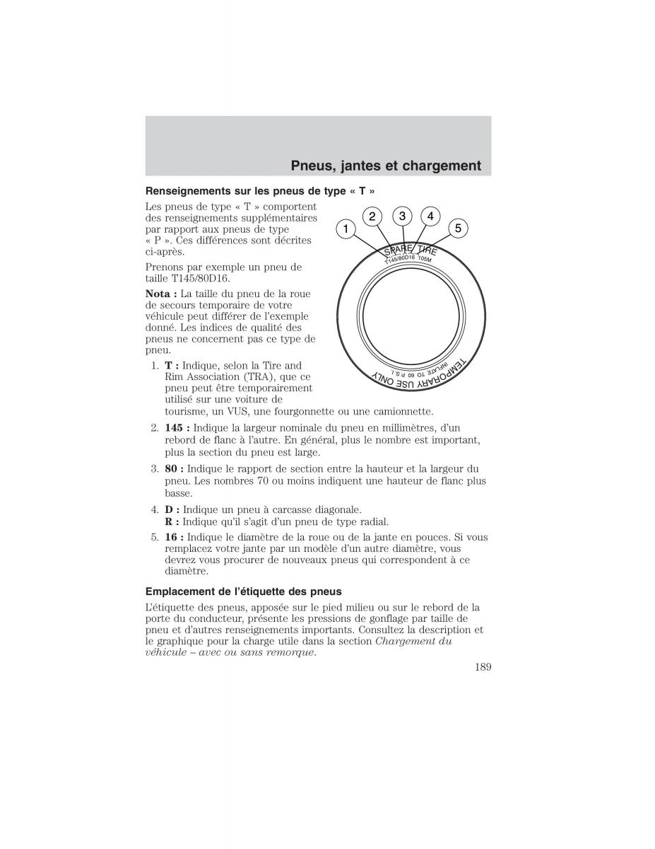 Mazda Tribute manuel du proprietaire / page 189