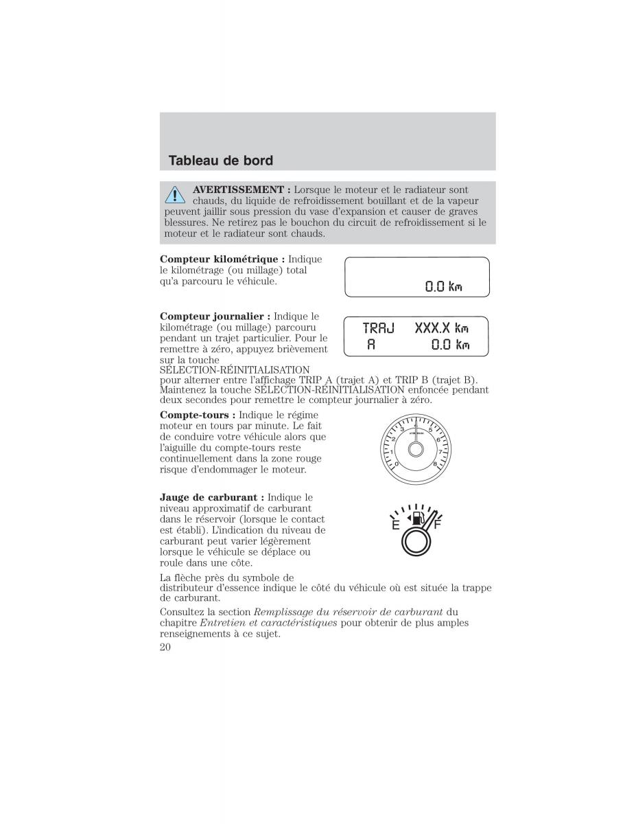 Mazda Tribute manuel du proprietaire / page 20