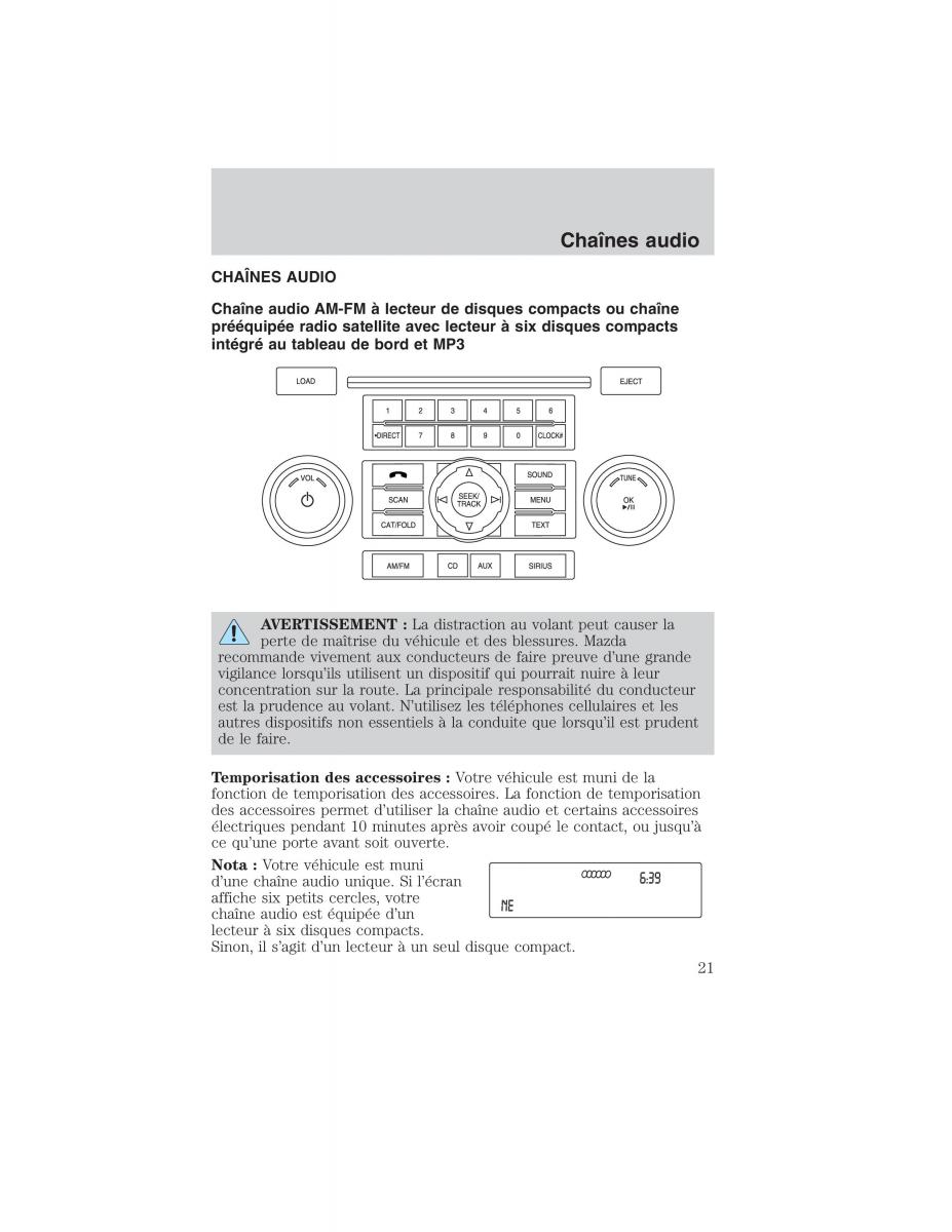 Mazda Tribute manuel du proprietaire / page 21