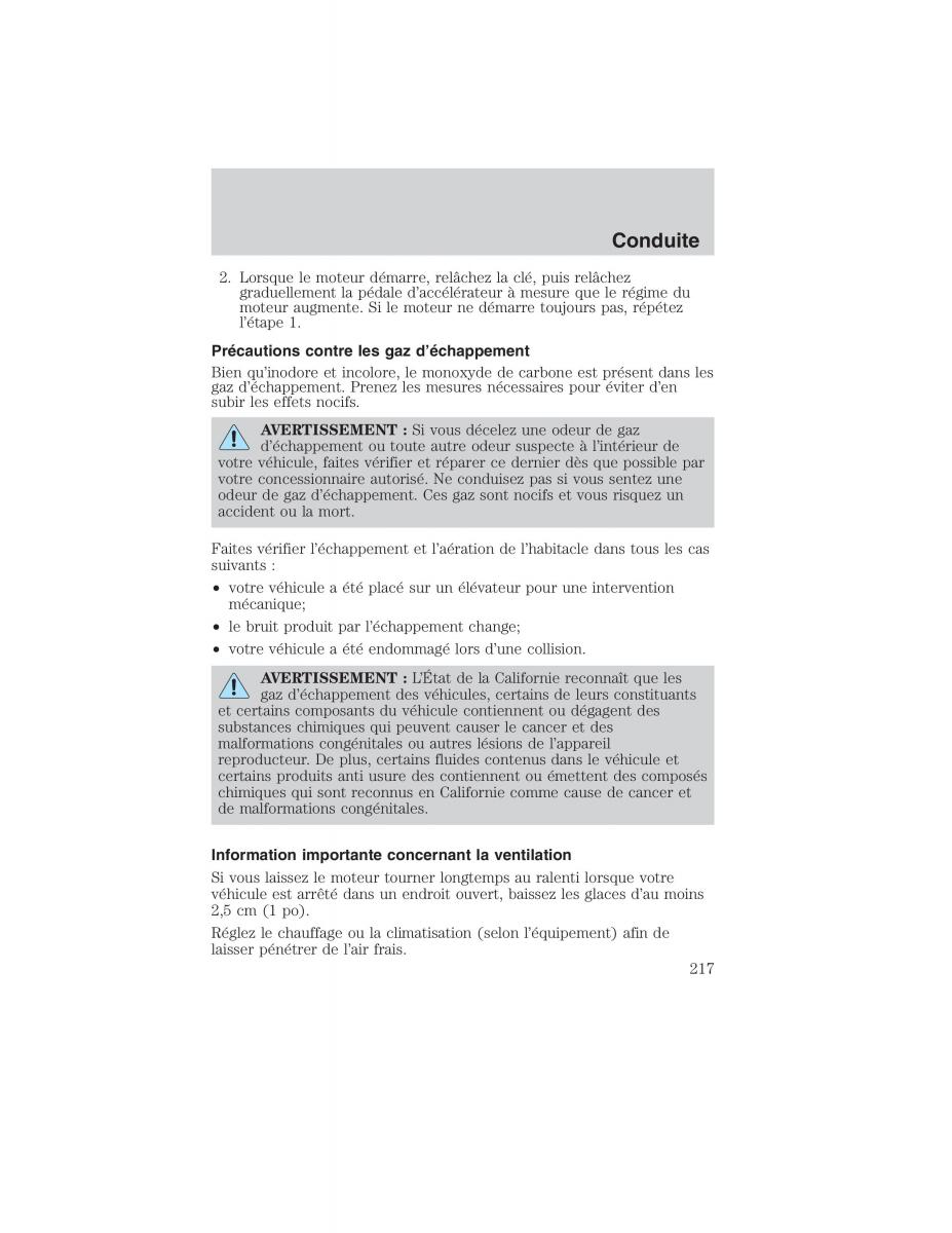 Mazda Tribute manuel du proprietaire / page 217