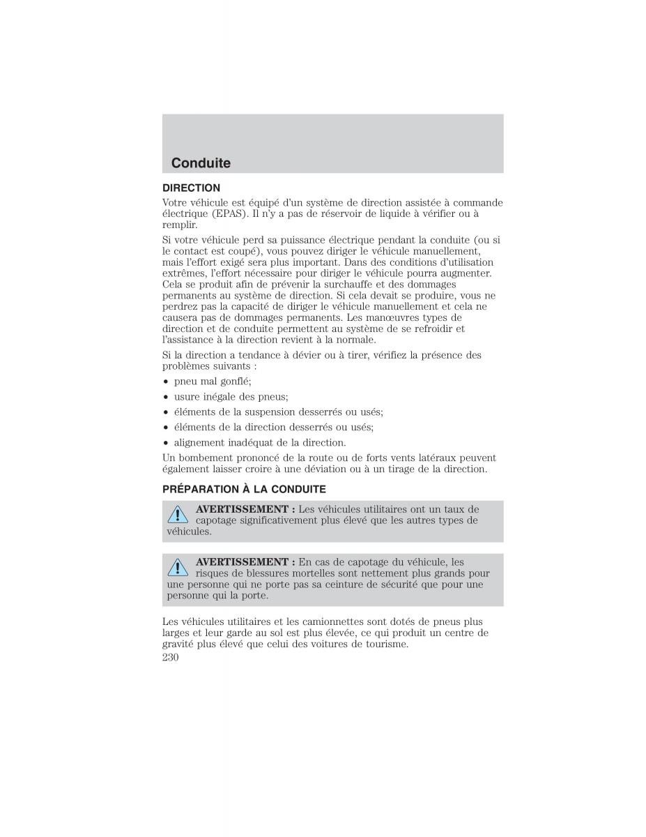 Mazda Tribute manuel du proprietaire / page 230